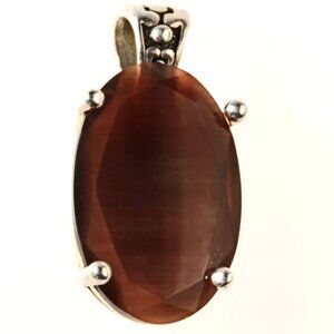 Cats Eye Glass Pendant Topaz 29mm x 20mm